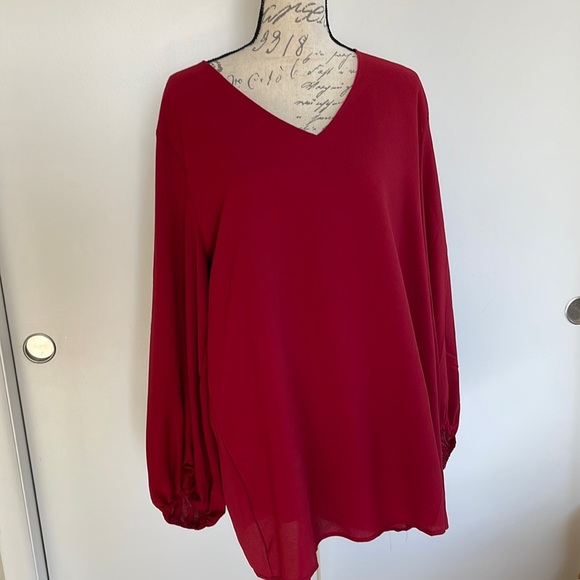 Belongsei Deep red blouse, size XXL, never worn - Picture 1 of 2